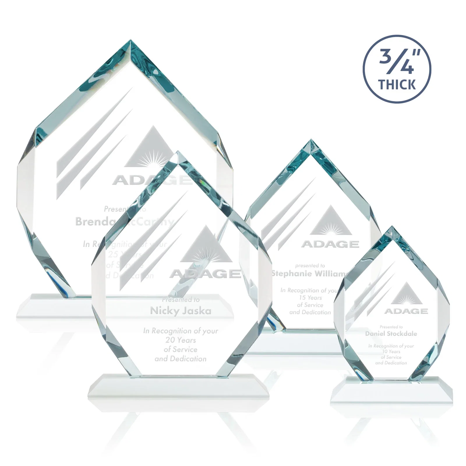 Branded Starfire Crystal Six-Sided Award With Constant-Width Bevels for team milestone celebrations