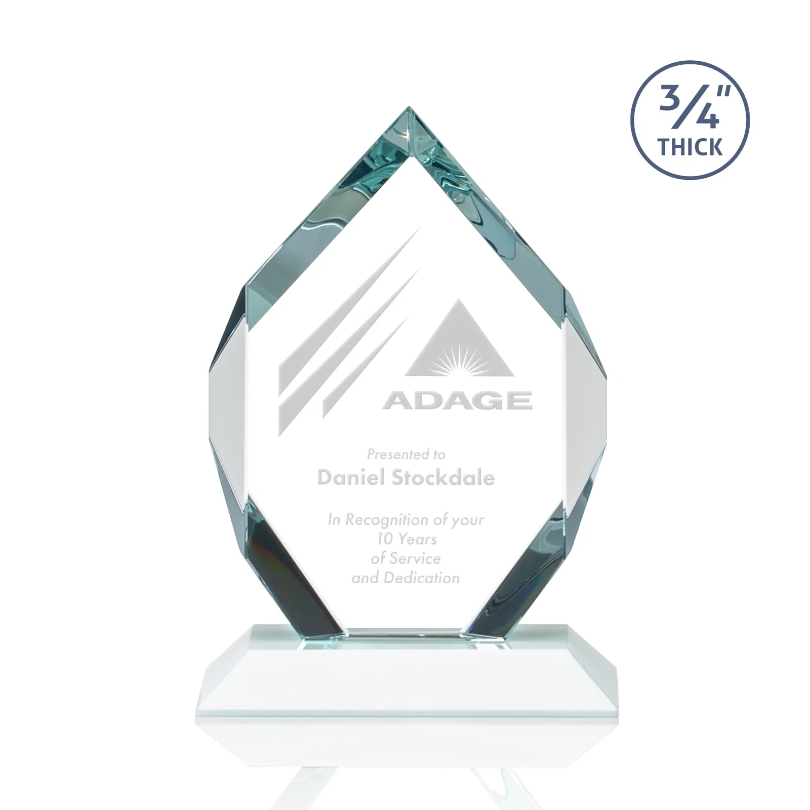 Branded Starfire Crystal Six-Sided Award With Constant-Width Bevels for donor appreciation