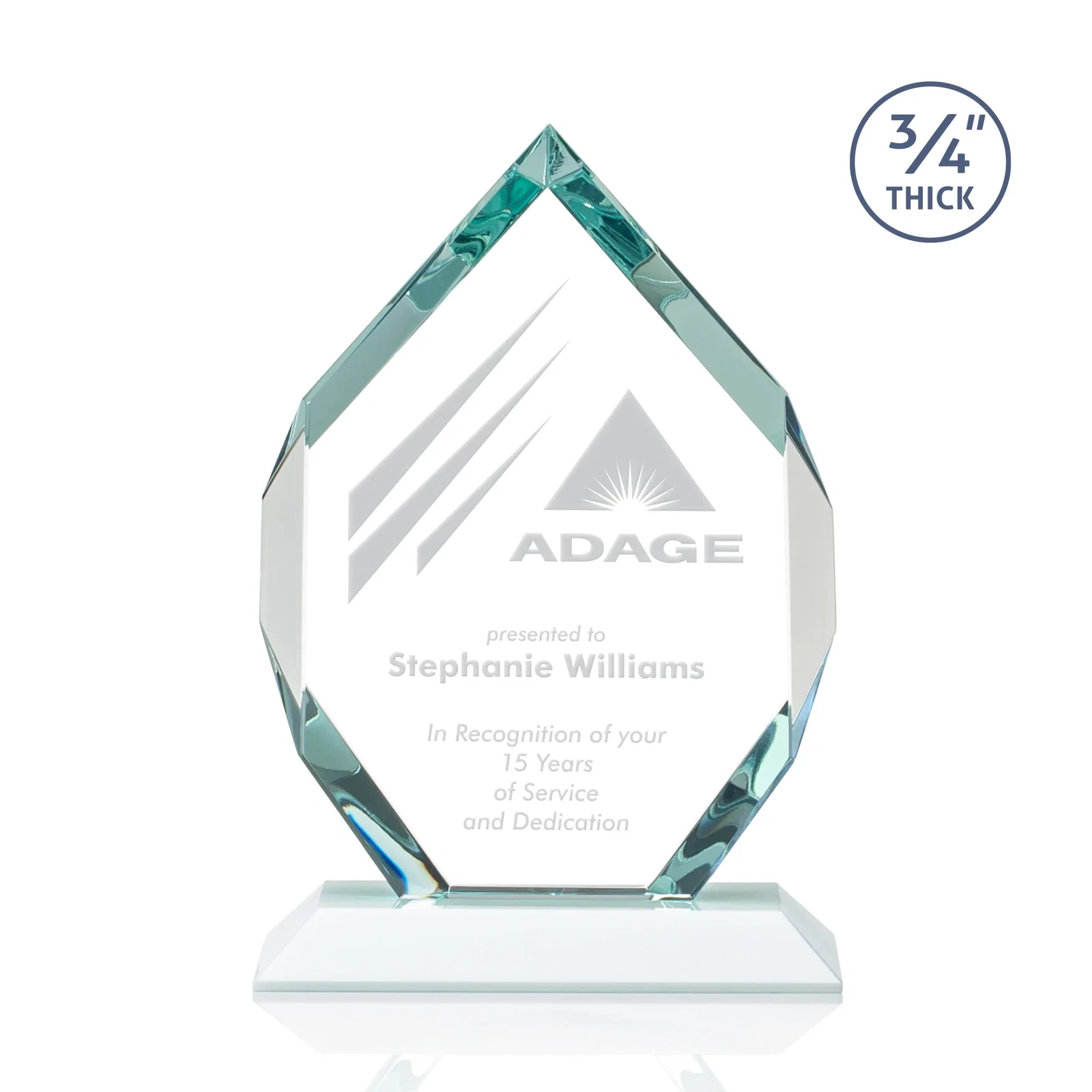 Branded Starfire Crystal Six-Sided Award With Constant-Width Bevels for graduation ceremonies