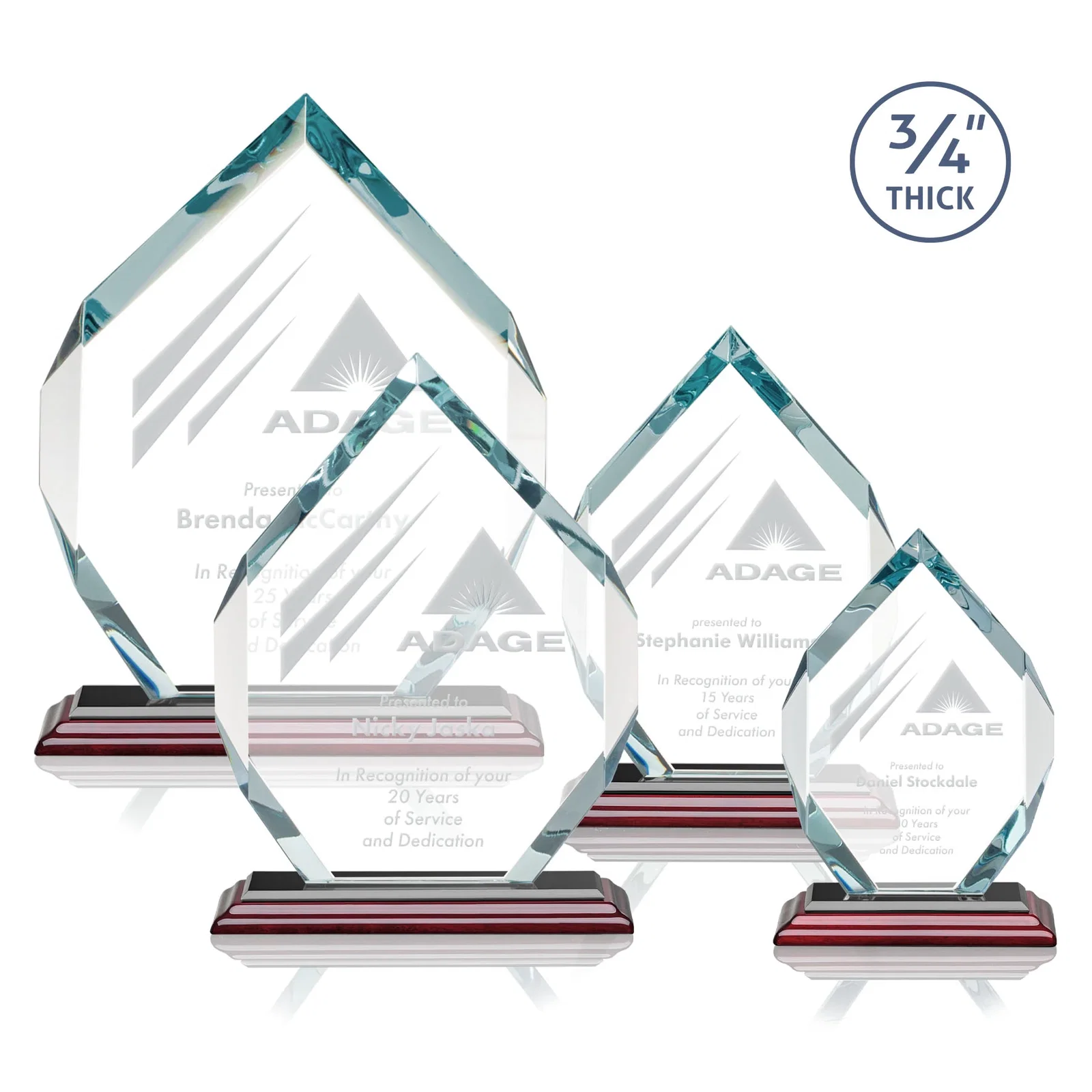 Branded Starfire Crystal Six-Sided Award With Constant-Width Bevels for dealer and partner awards