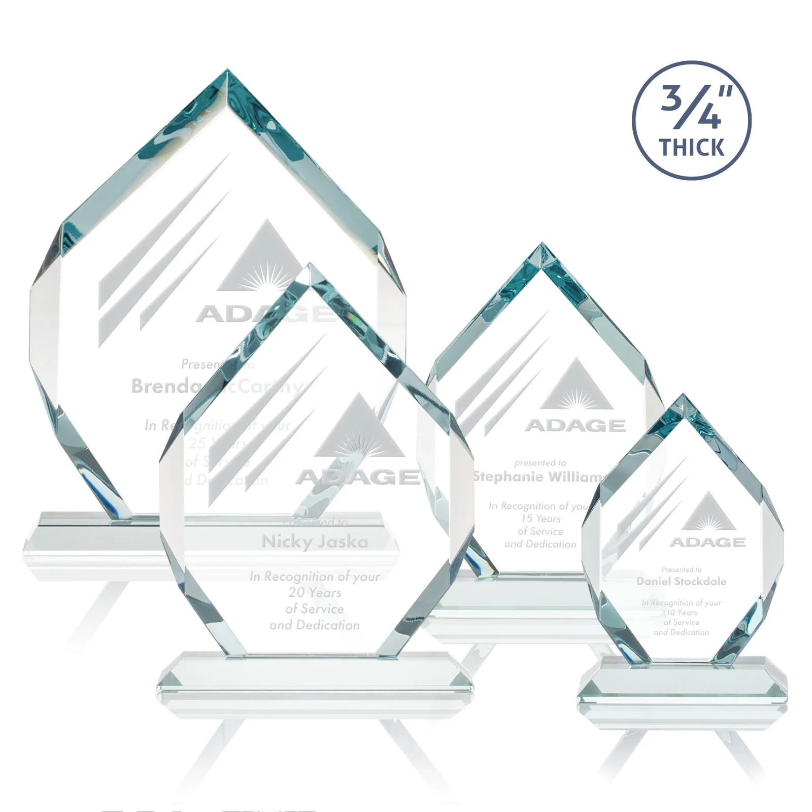 Custom Starfire Crystal Six-Sided Award With Constant-Width Bevels for team milestone celebrations