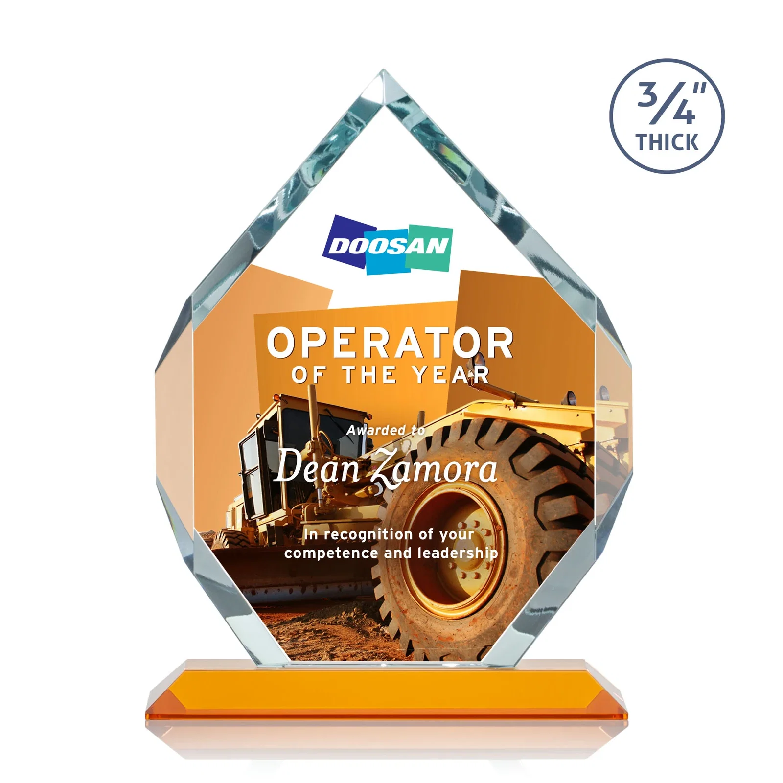 Customized Starfire Crystal Six-Sided Award With Constant-Width Bevels for employee recognition