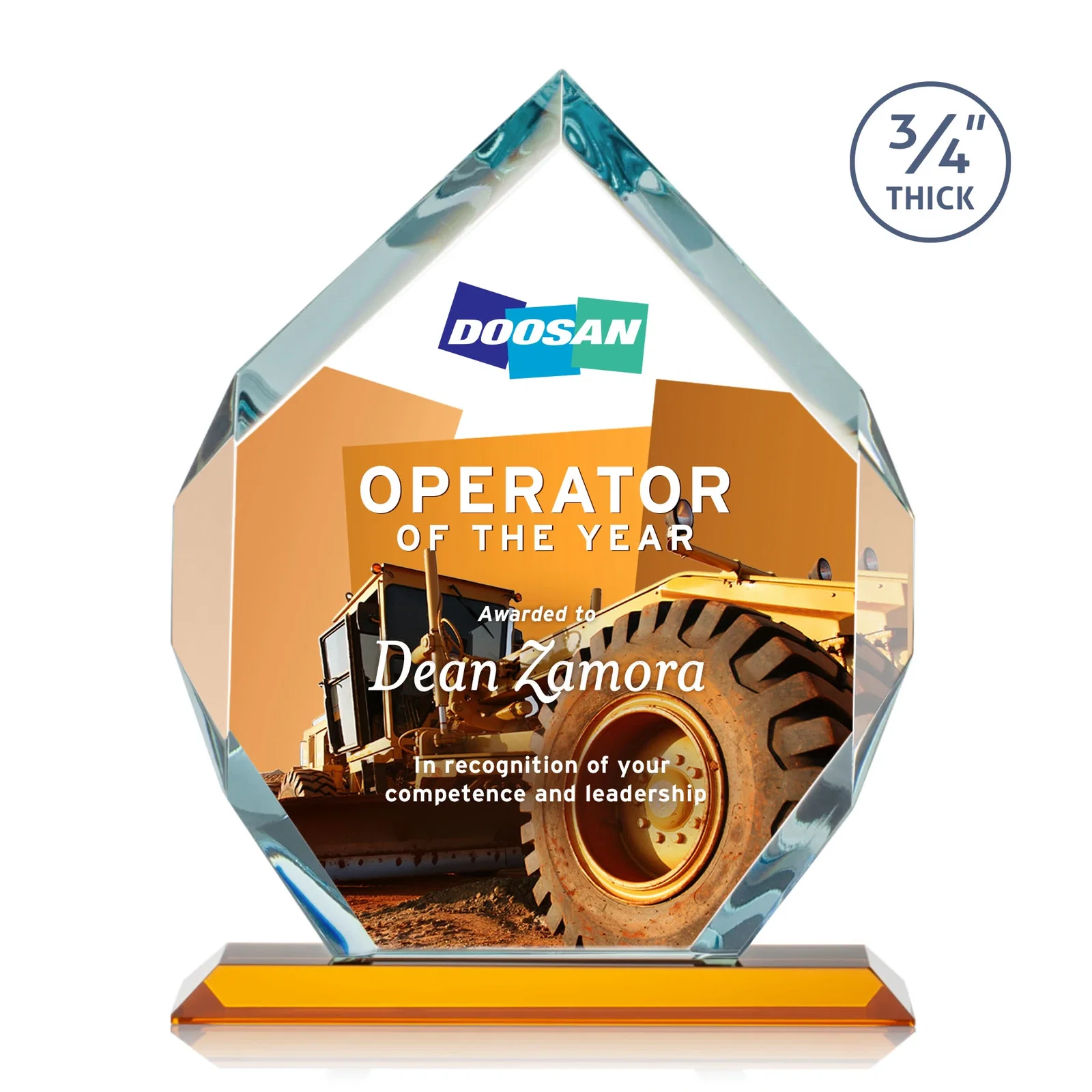 Customized Starfire Crystal Six-Sided Award With Constant-Width Bevels for corporate award ceremonies