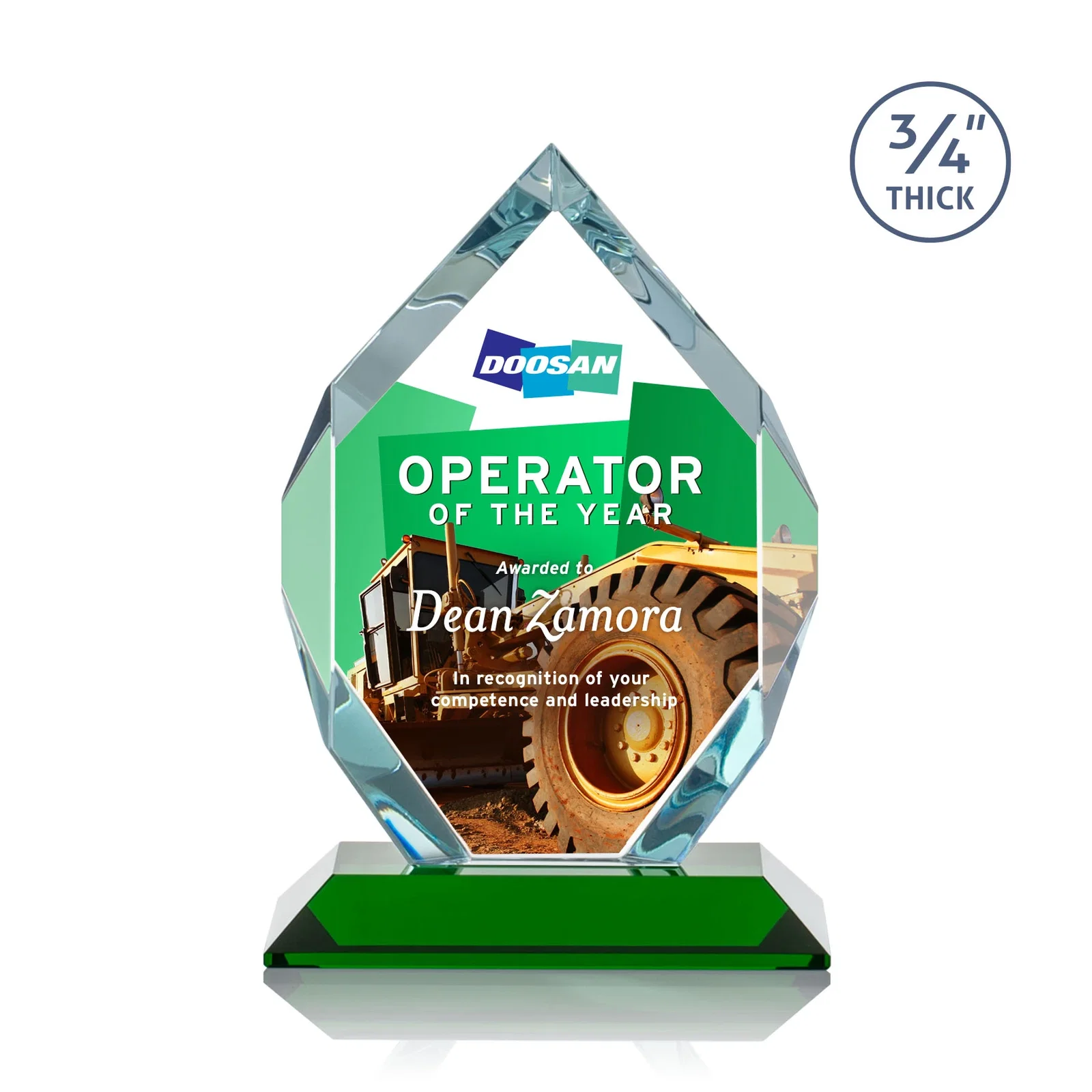 Customized Starfire Crystal Six-Sided Award With Constant-Width Bevels for sales achievement awards