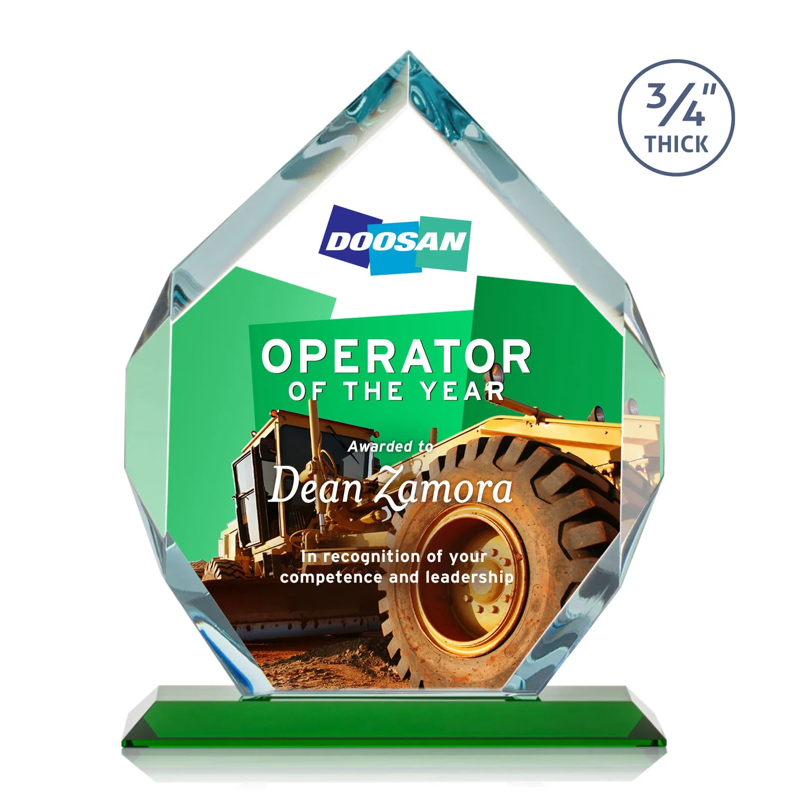 Customized Starfire Crystal Six-Sided Award With Constant-Width Bevels for donor appreciation