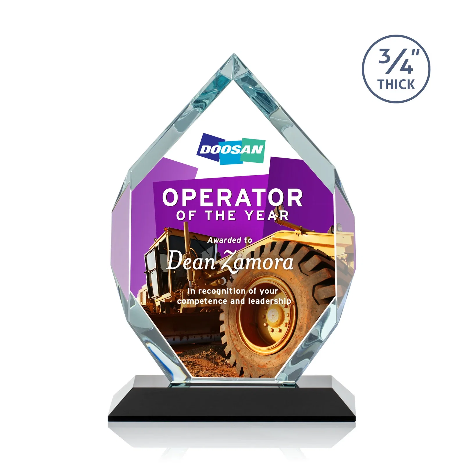 Customized Starfire Crystal Six-Sided Award With Constant-Width Bevels for volunteer appreciation