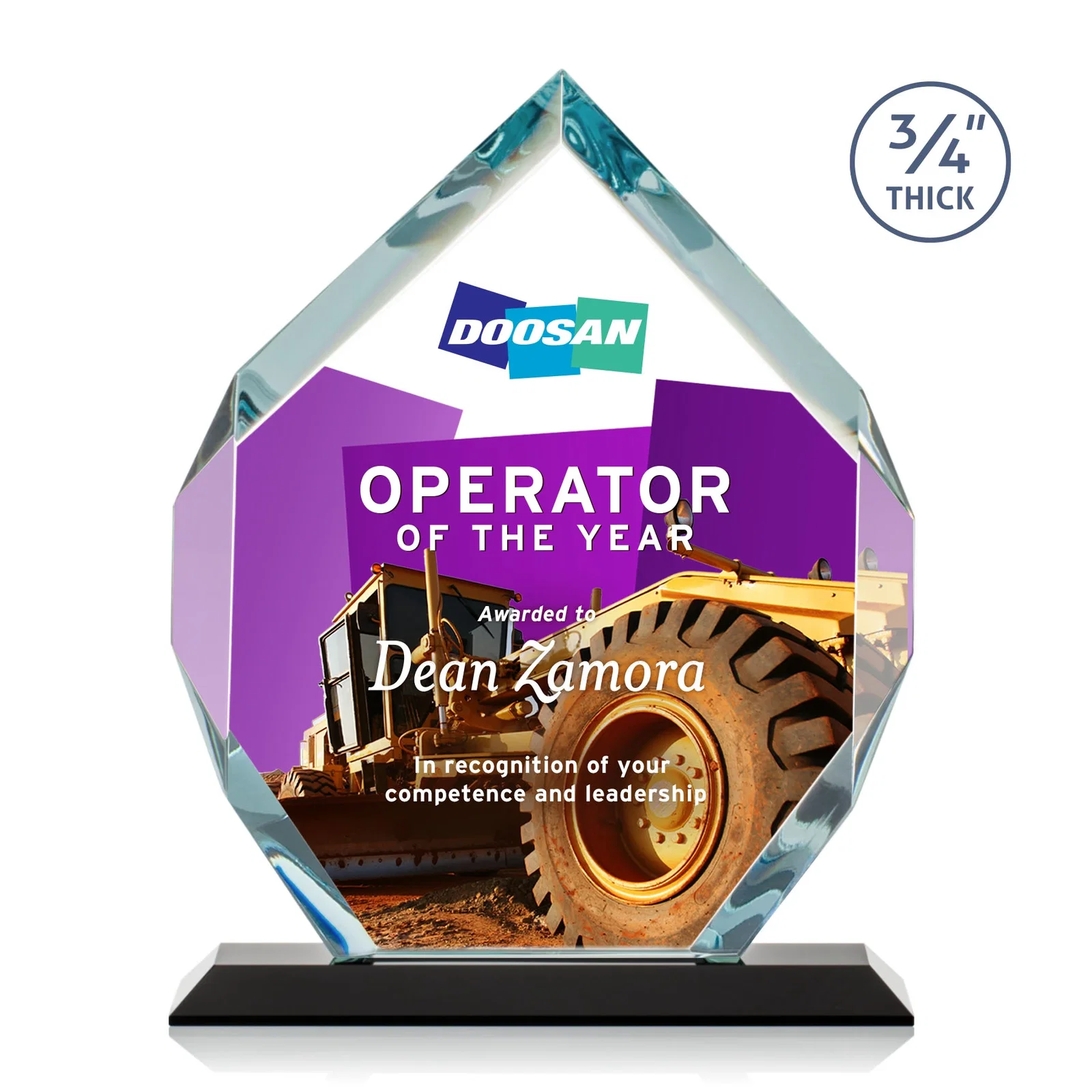 Customized Starfire Crystal Six-Sided Award With Constant-Width Bevels for company anniversary events