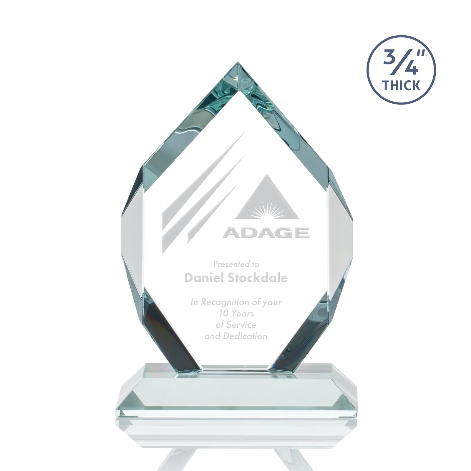 Custom Starfire Crystal Six-Sided Award With Constant-Width Bevels for graduation ceremonies