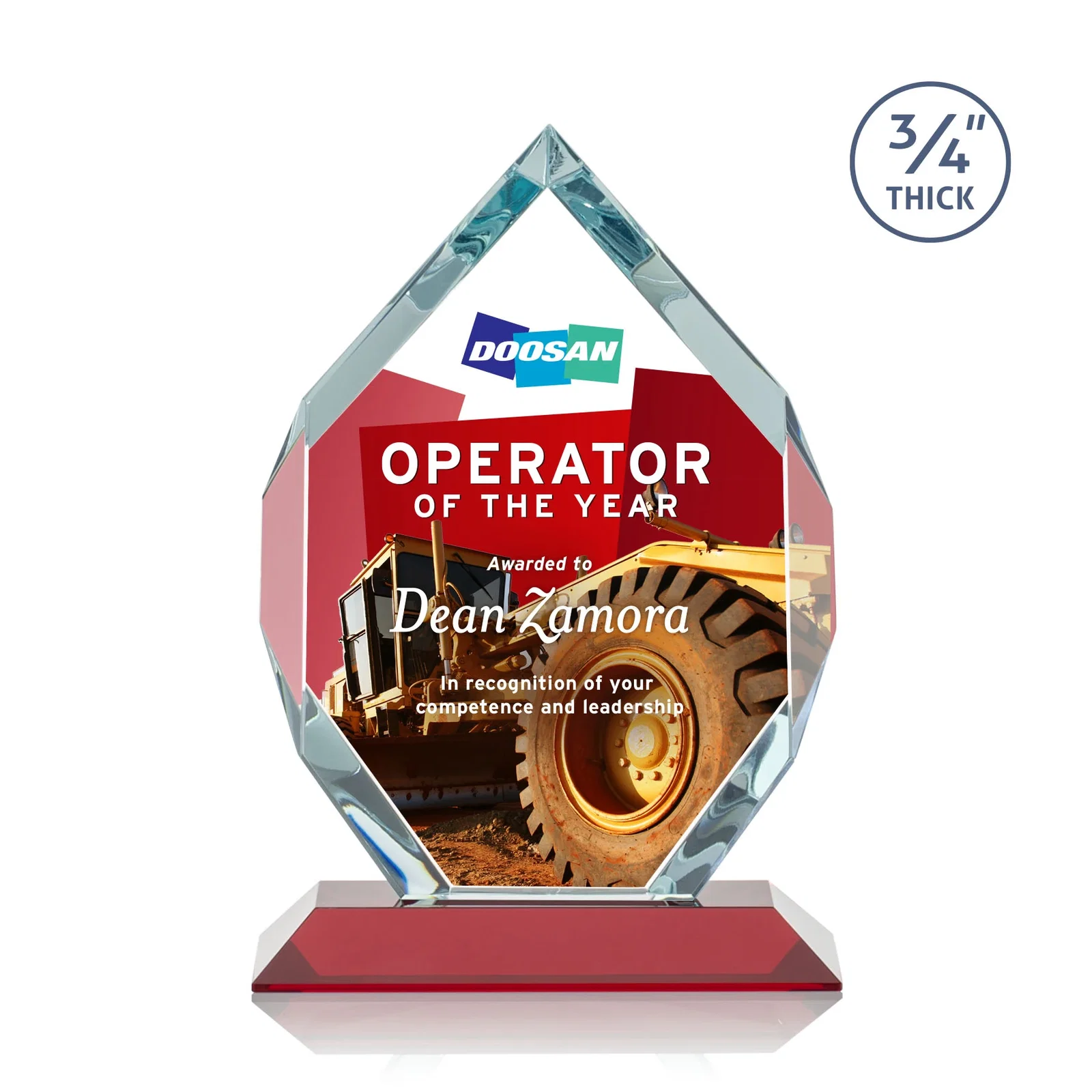 Custom Starfire Crystal Six-Sided Award With Constant-Width Bevels, with your logo for employee recognition