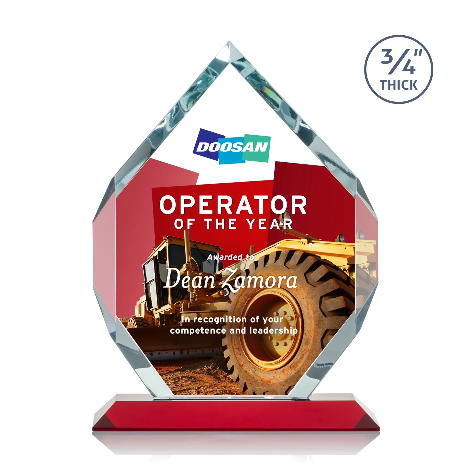 Custom Starfire Crystal Six-Sided Award With Constant-Width Bevels, with your logo for corporate award ceremonies