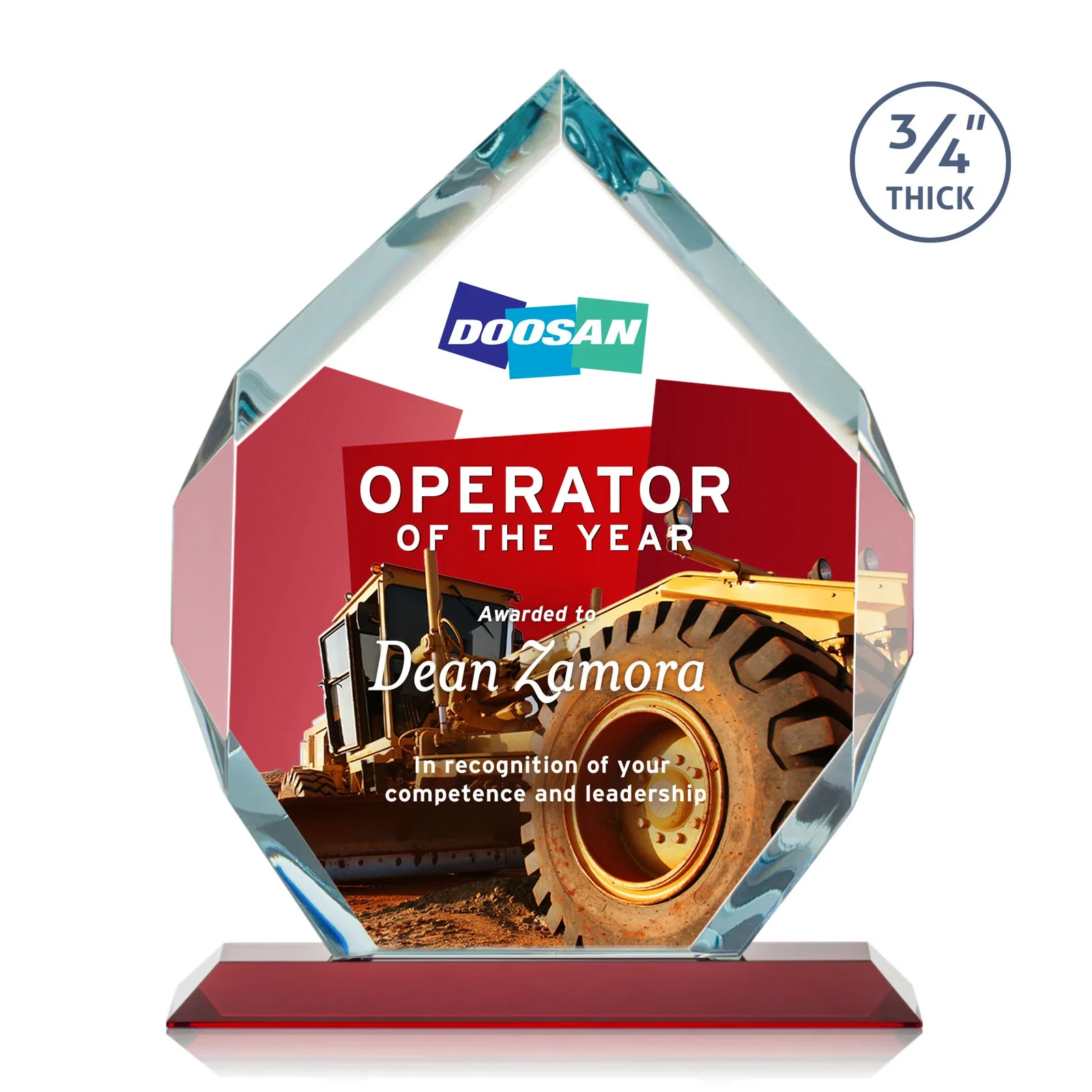 Custom Starfire Crystal Six-Sided Award With Constant-Width Bevels, with your logo for service anniversary gifts