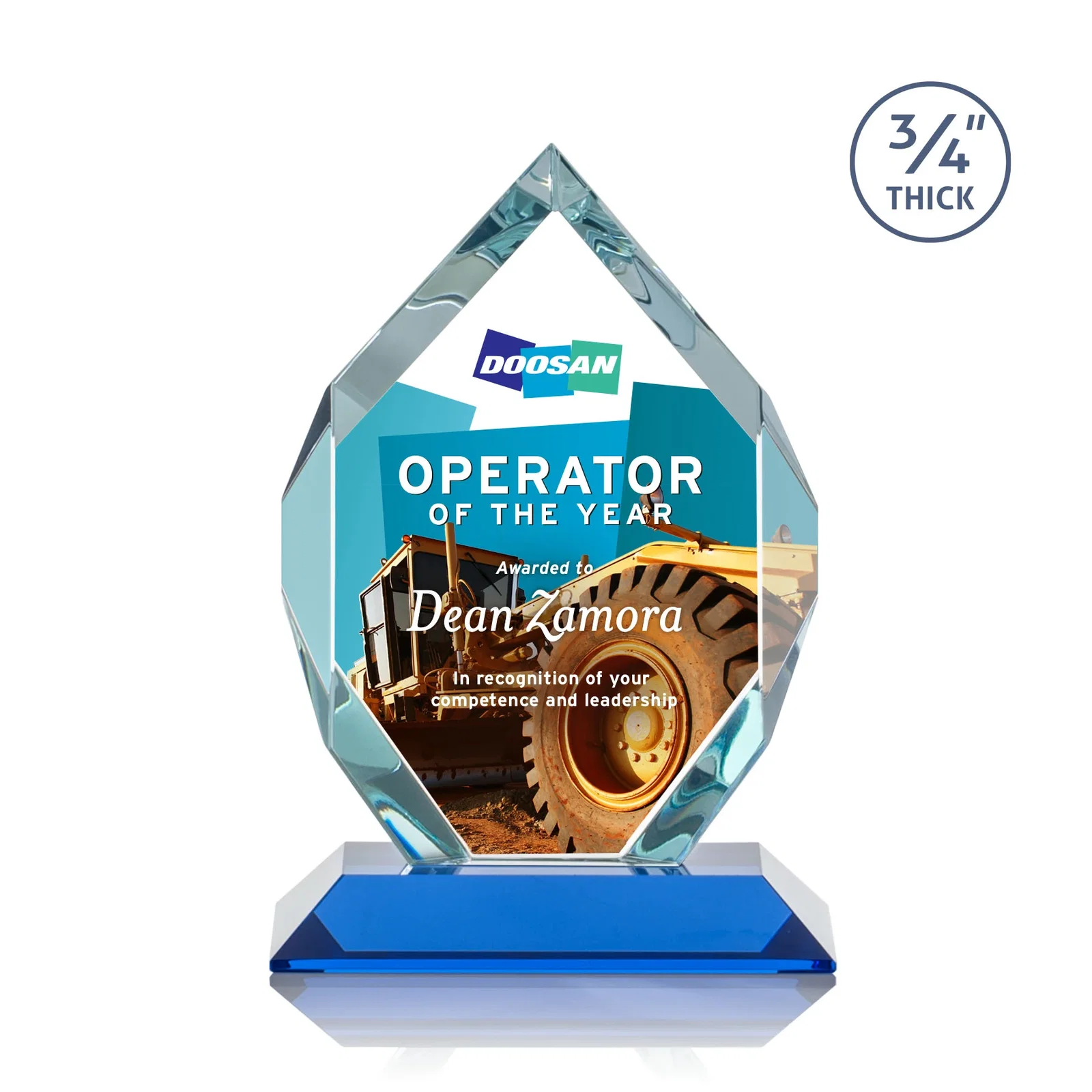 Custom Starfire Crystal Six-Sided Award With Constant-Width Bevels, with your logo for retirement presentations
