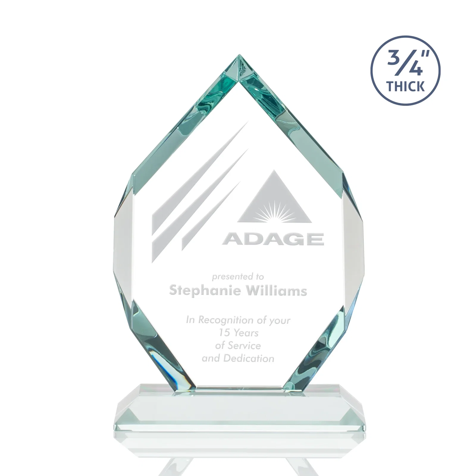 Custom Starfire Crystal Six-Sided Award With Constant-Width Bevels for safety achievement programs