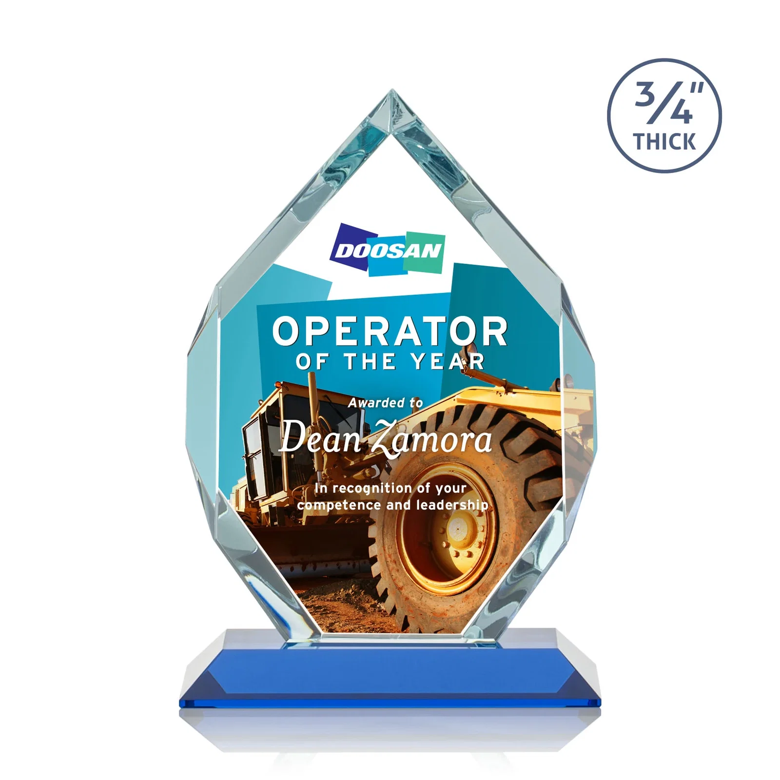 Custom Starfire Crystal Six-Sided Award With Constant-Width Bevels, with your logo for team milestone celebrations