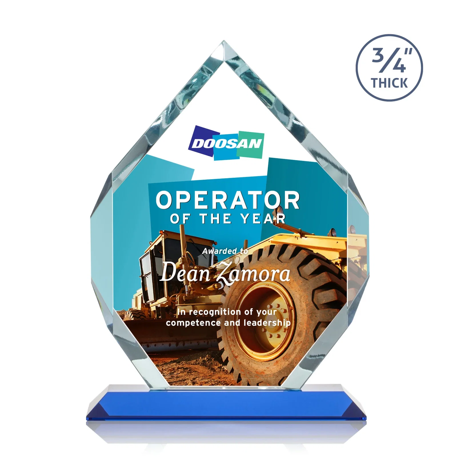 Custom Starfire Crystal Six-Sided Award With Constant-Width Bevels, with your logo for donor appreciation