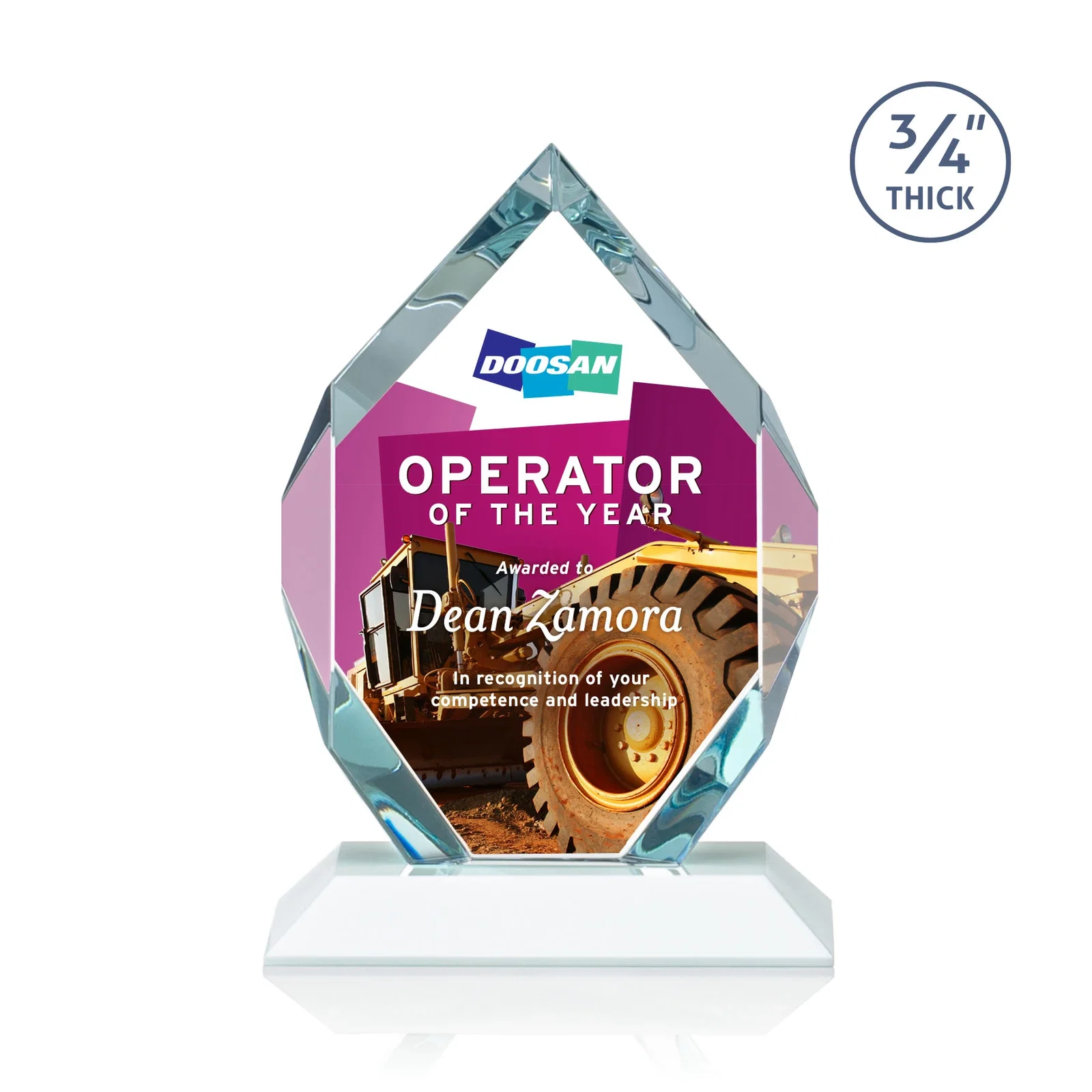 Custom Starfire Crystal Six-Sided Award With Constant-Width Bevels, with your logo for volunteer appreciation
