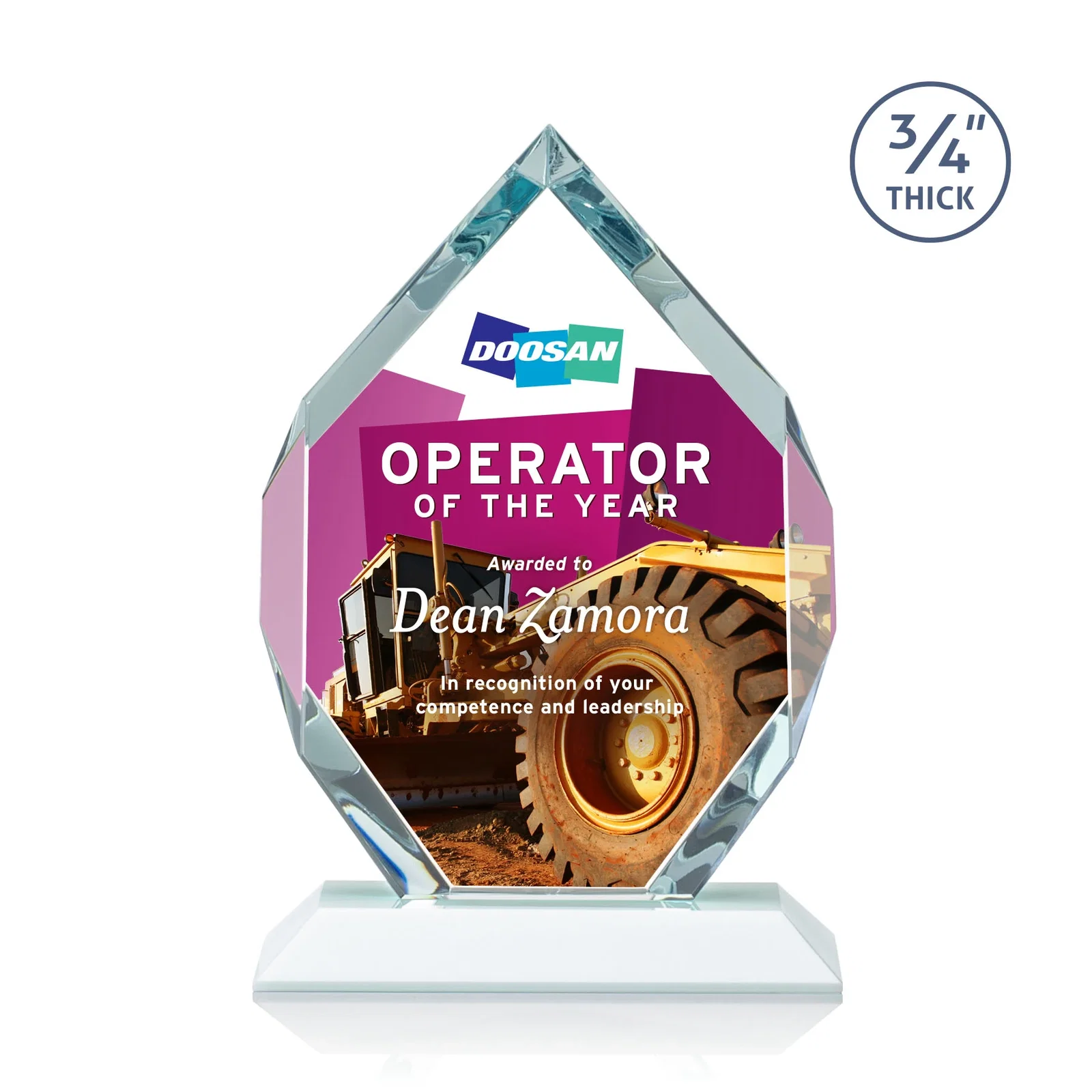 Custom Starfire Crystal Six-Sided Award With Constant-Width Bevels, with your logo for dealer and partner awards