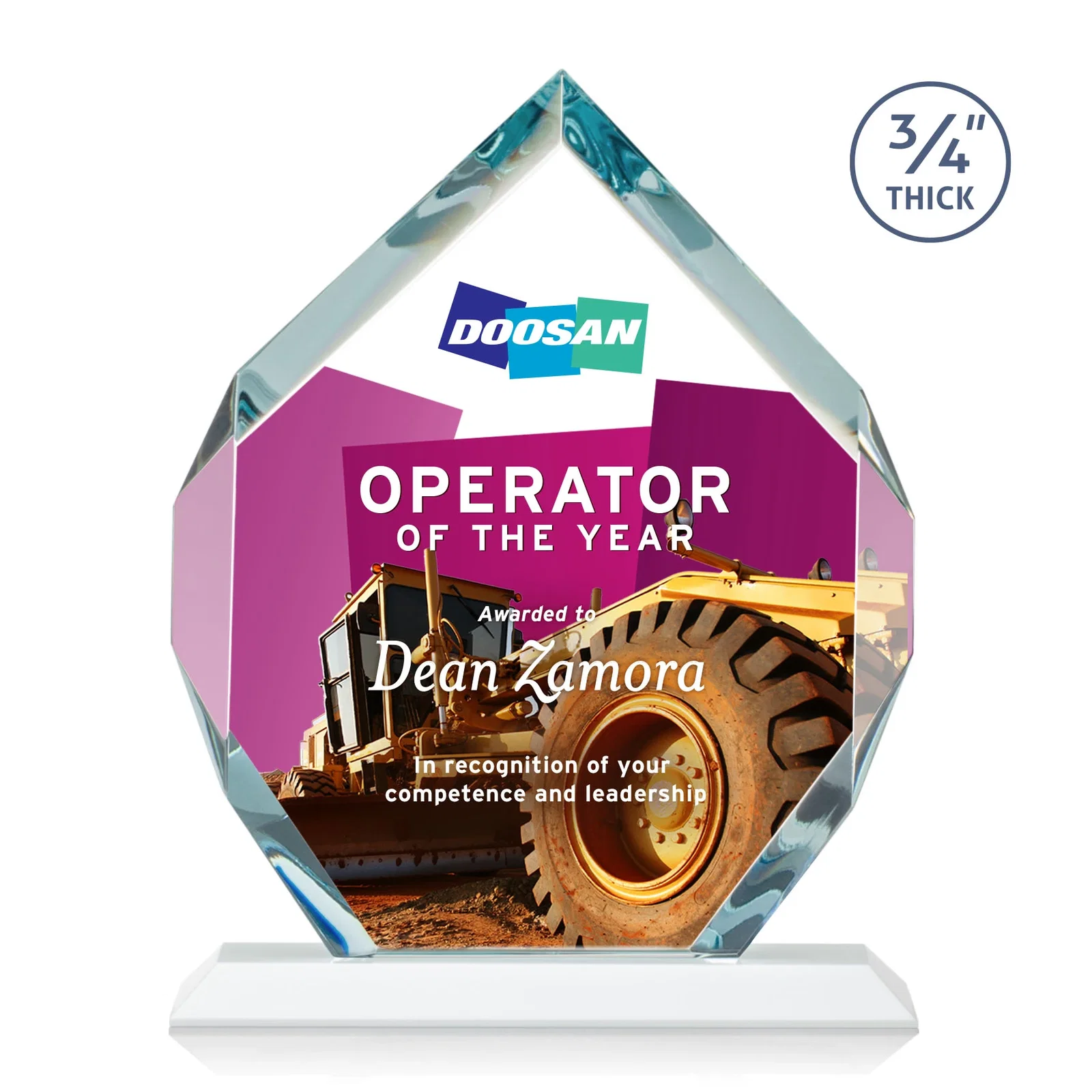 Personalized Starfire Crystal Six-Sided Award With Constant-Width Bevels, with your logo for employee recognition