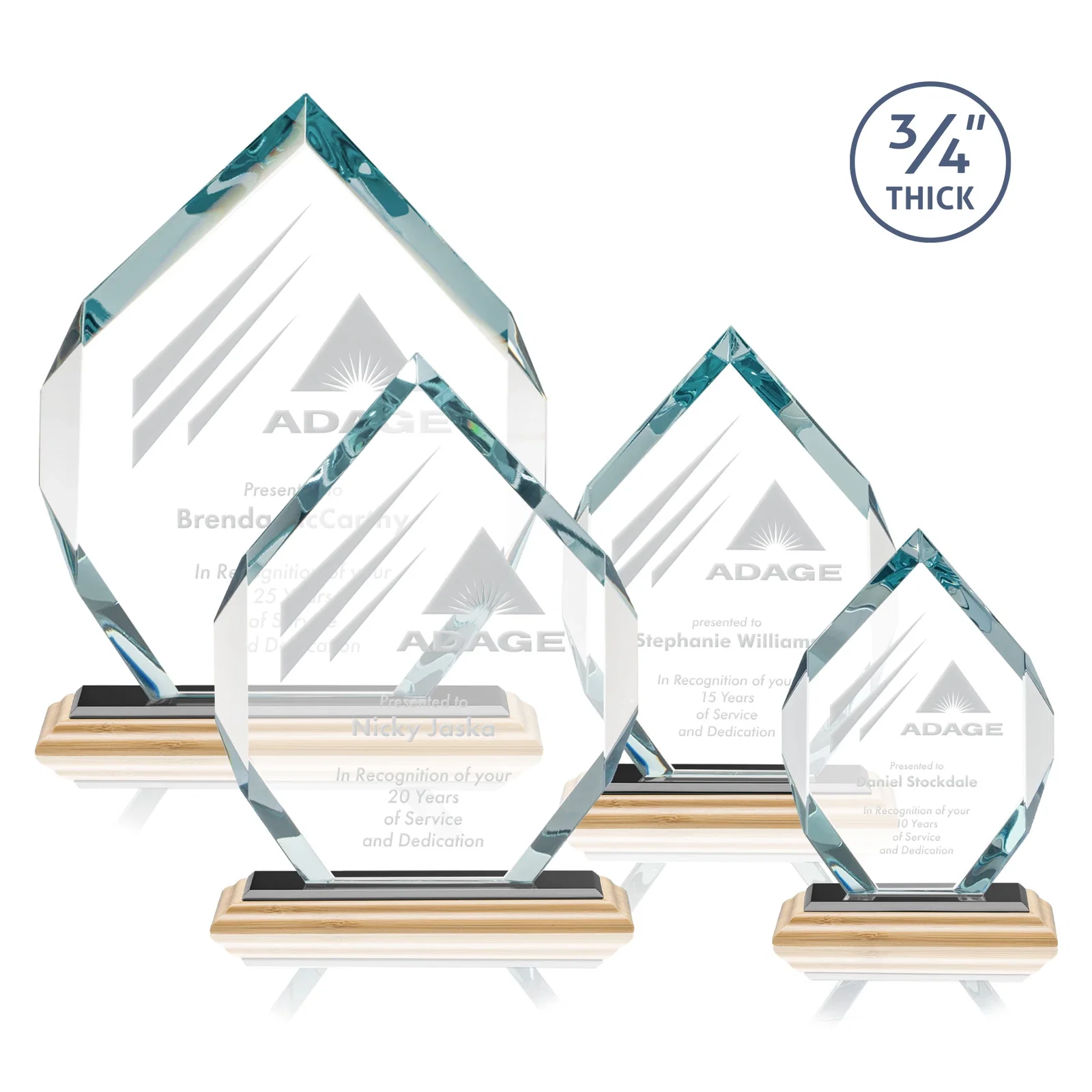 Personalized Starfire Crystal Six-Sided Award With Constant-Width Bevels, with your logo for corporate award ceremonies