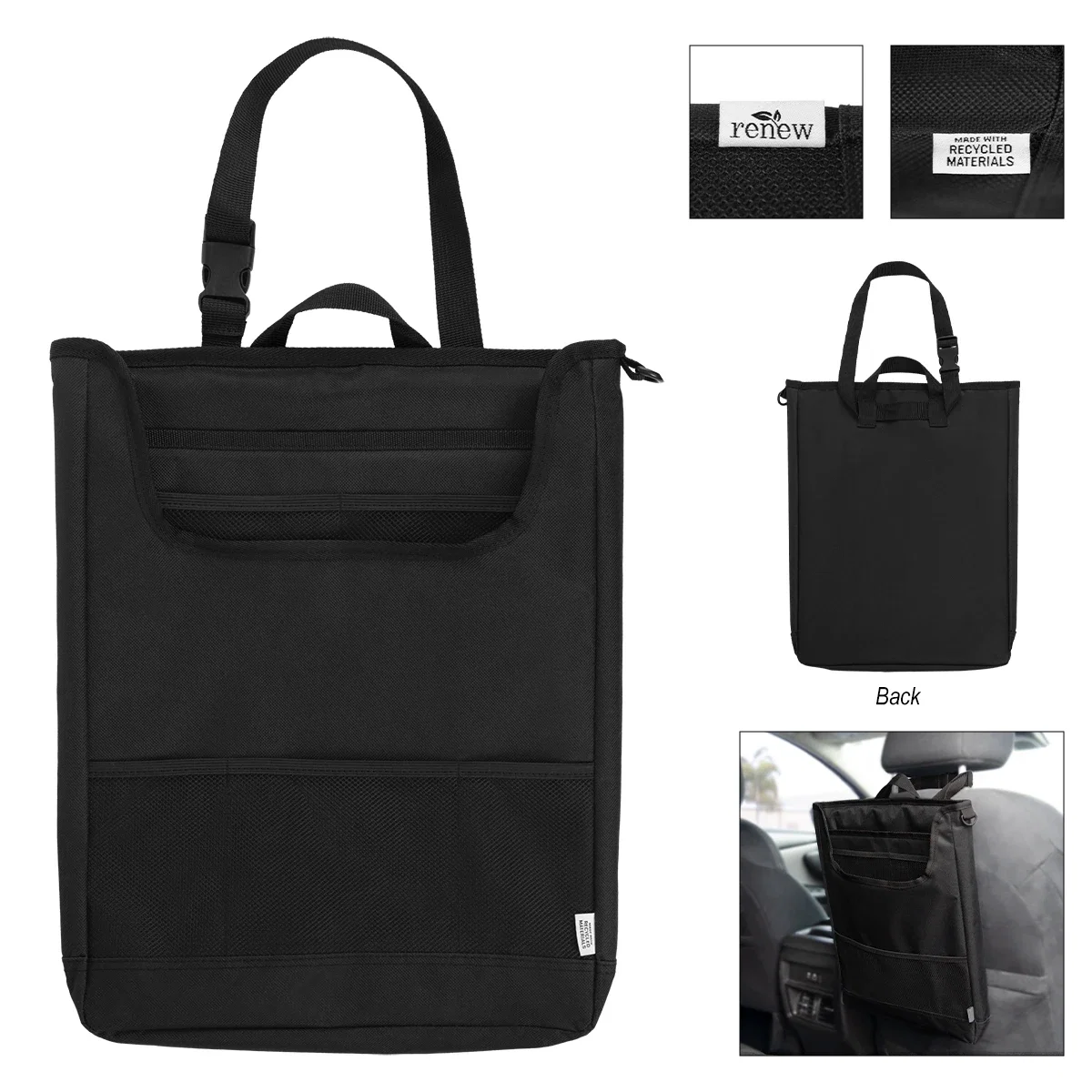 Organizer hung for use inside a vehicle