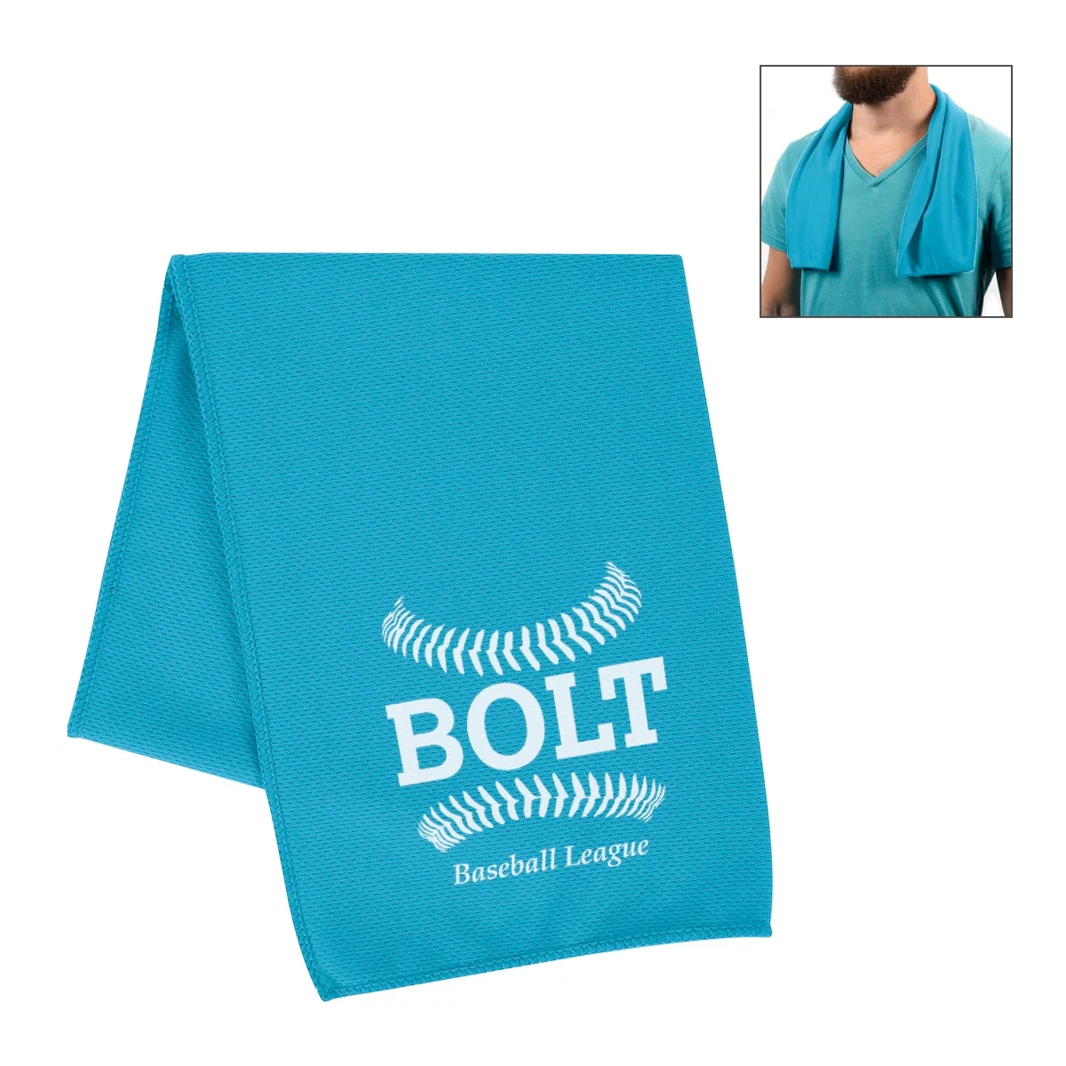 Rolled towel shown compact enough for a gym bag