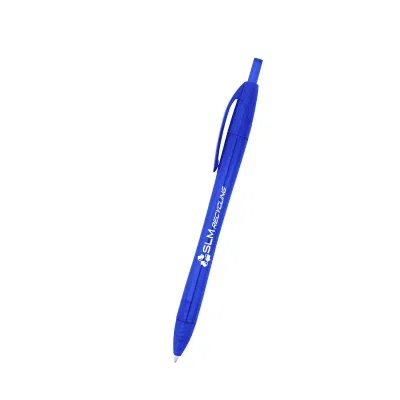Translucent pen made from recycled plastic, nearly six inches long