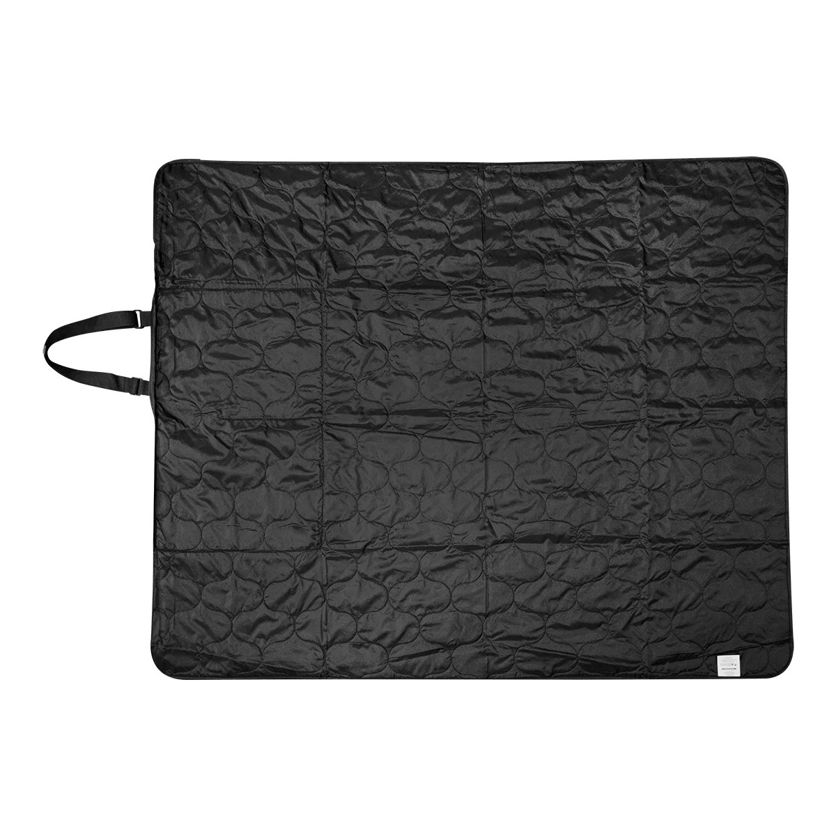 Black version rolled up and fastened for travel