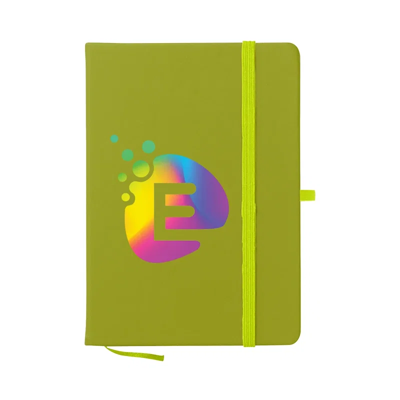 Top-down look at the notebook with its cover closed