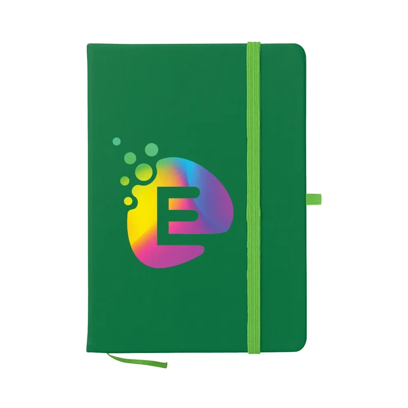 Tilted slightly forward, the notebook shows its full front panel