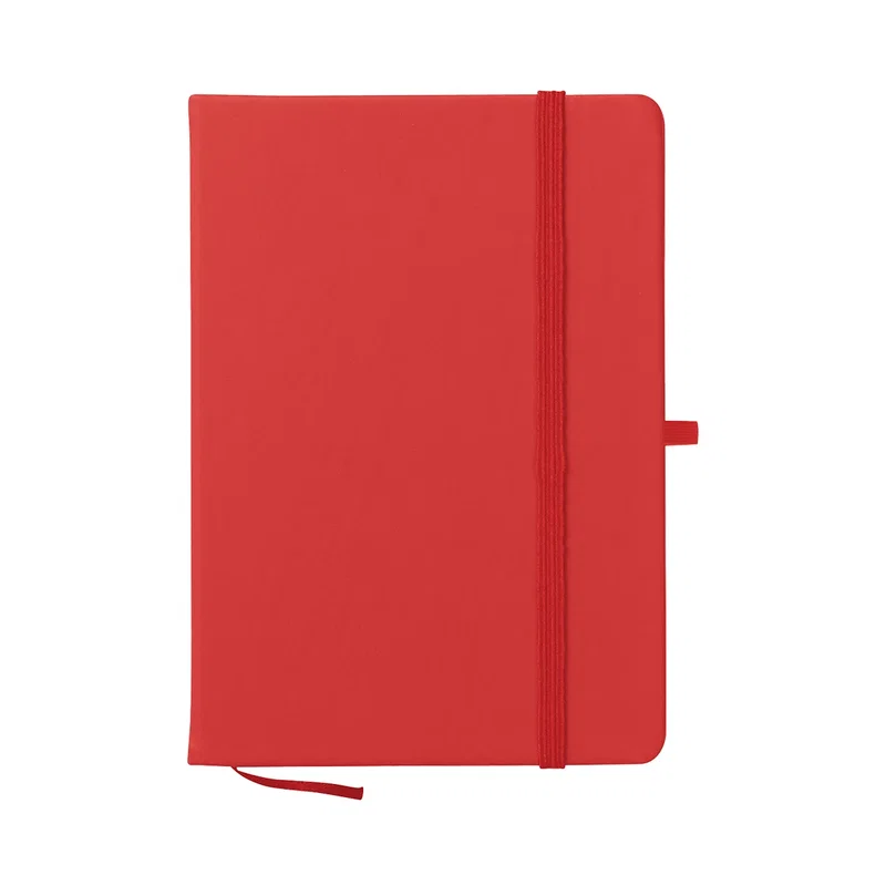 Diagonal view emphasizing the thickness of the closed notebook
