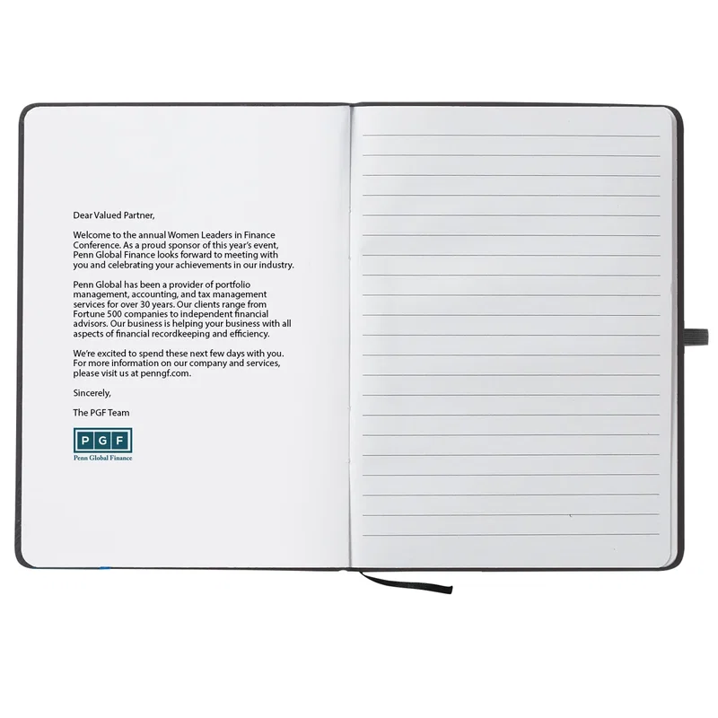 Left-facing angle of the notebook with pages closed