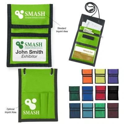 rPET neck wallet badge holder with adjustable lanyard strap