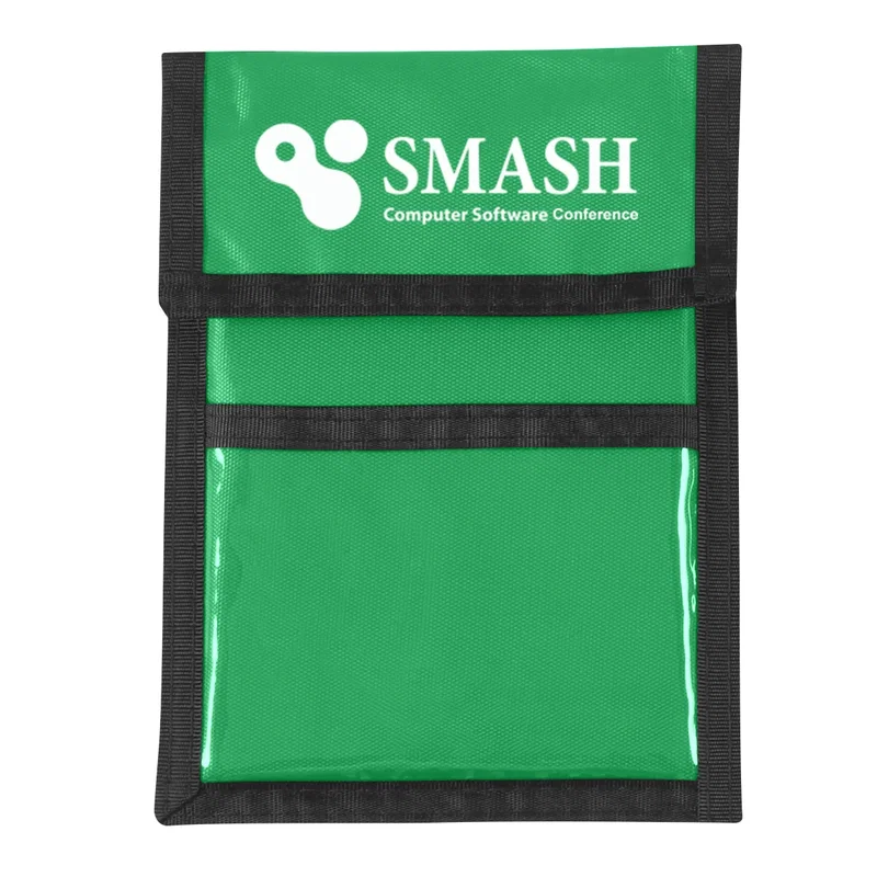 Made from recycled material, the pouch keeps event gear tidy