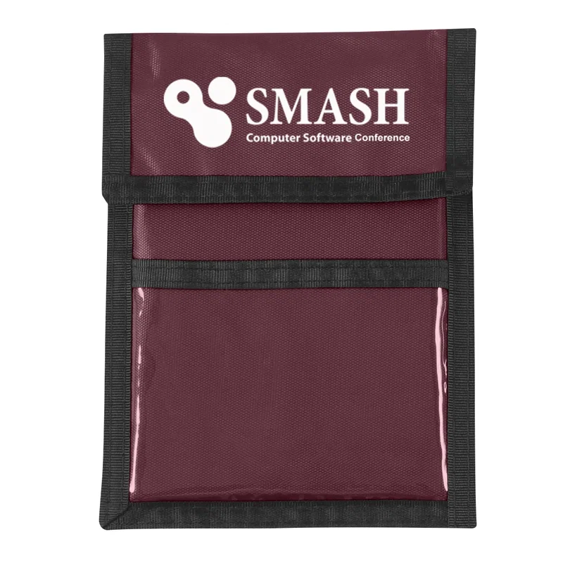 Pouch hanging from its cord against a plain backdrop