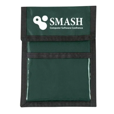 Lanyard cord looped through the top of the wallet