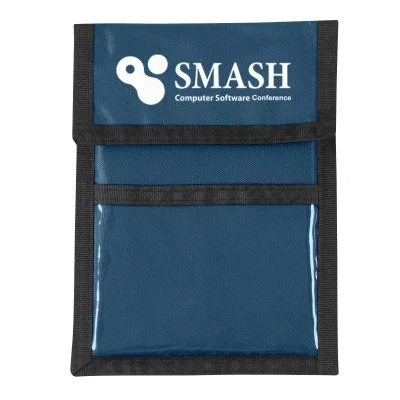 Compact pouch measuring five inches wide and under seven tall