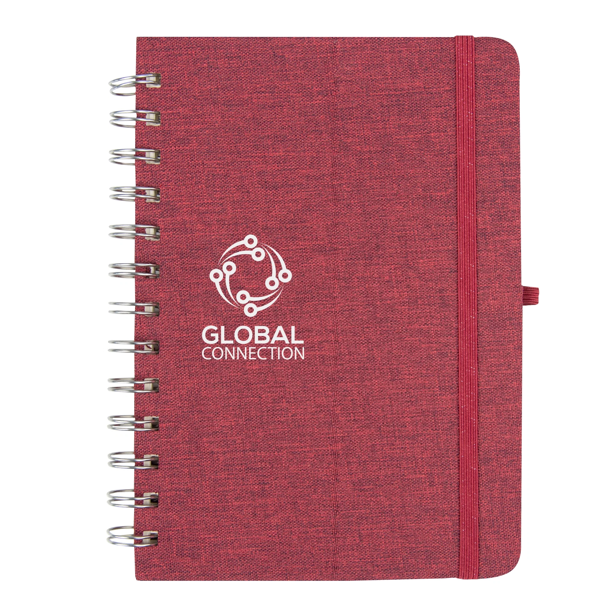 Recycled fabric notebook with a built-in phone holder flap