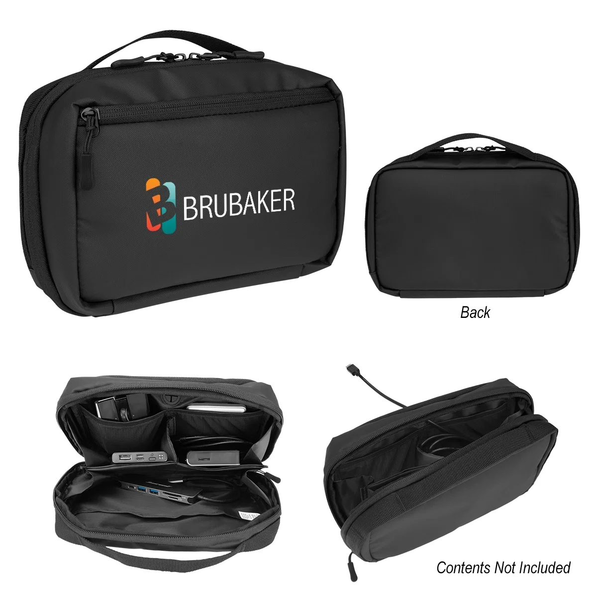Tech pouch zipped closed with the cord port visible