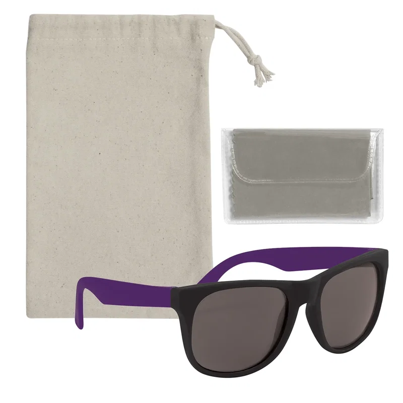 Cleaning cloth spread flat beside the eyewear case