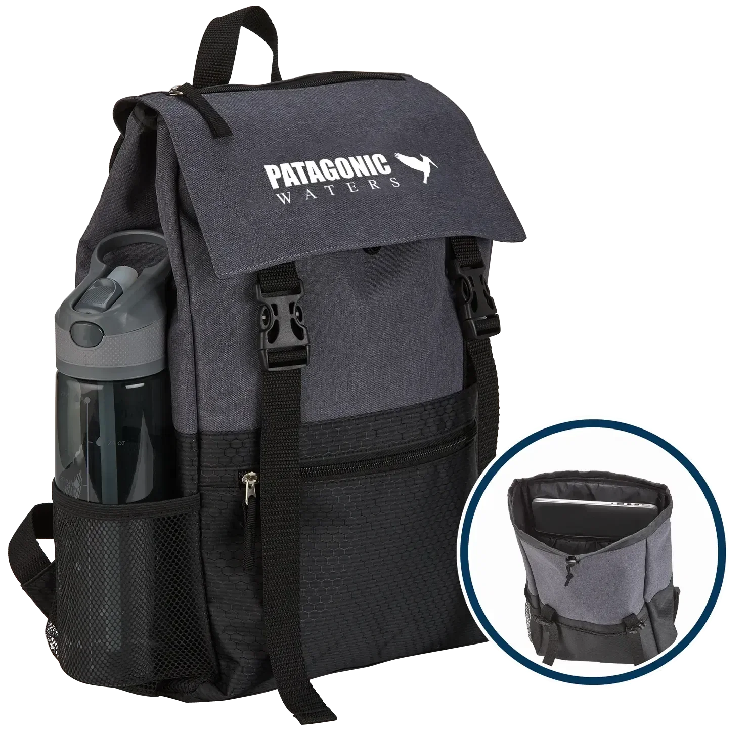 Dual-Strap Laptop Rucksack Backpack (Grey/Black)