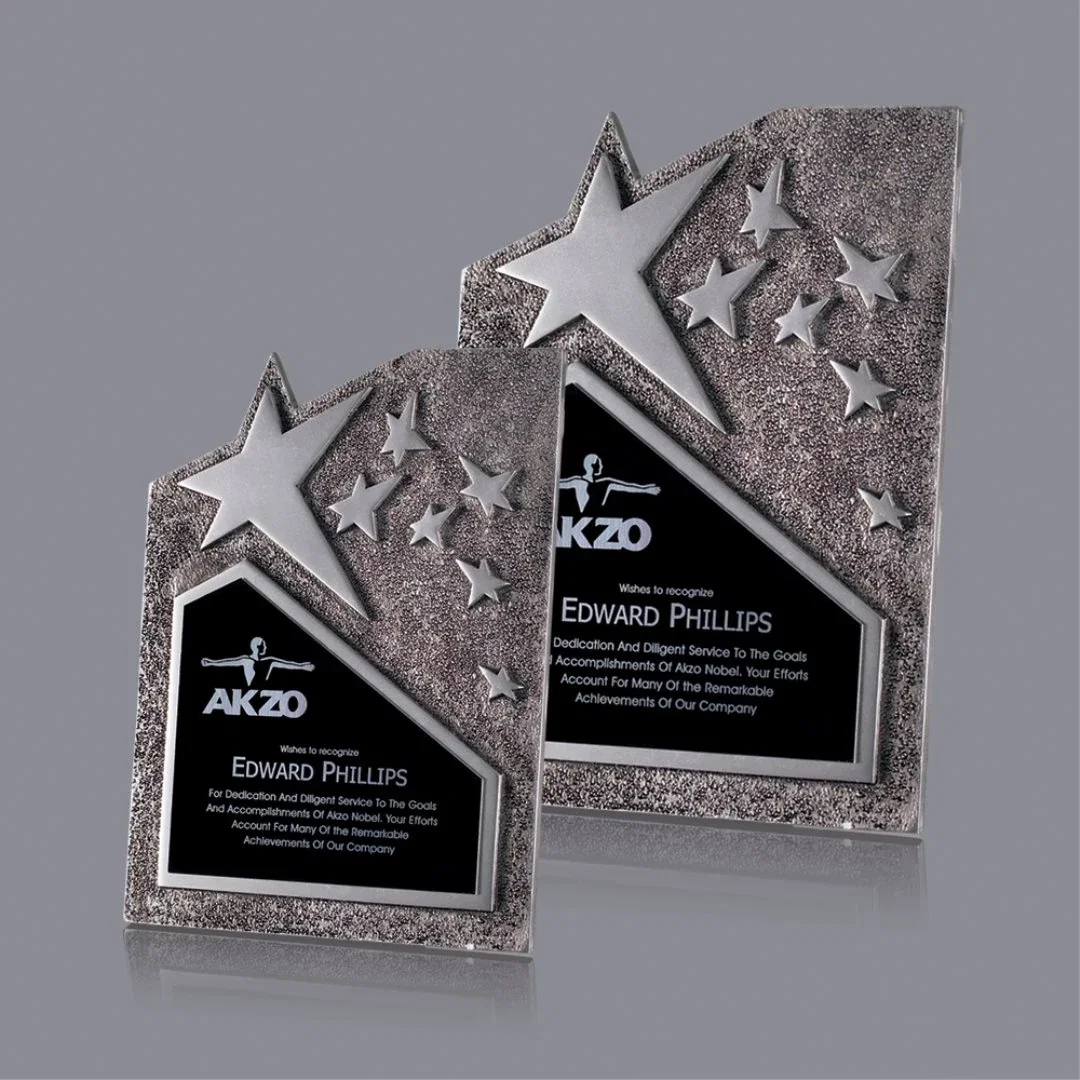 Custom Cast Metal Star Award With Molded Accent Stars for employee recognition