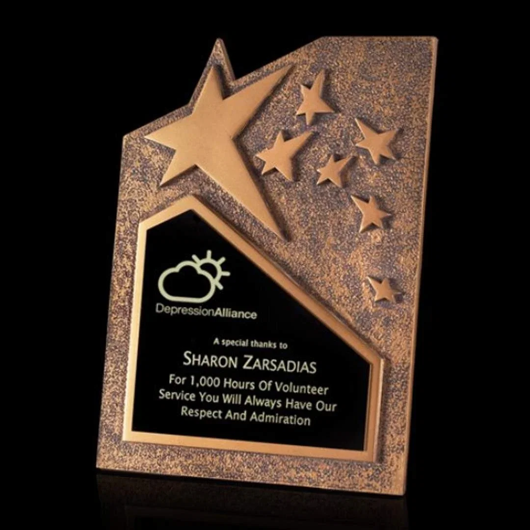 Custom Cast Metal Star Award With Molded Accent Stars for corporate award ceremonies