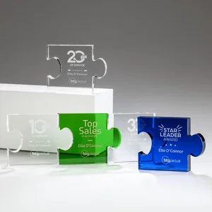 Optical Crystal Puzzle-Piece Chain Award in Three Colors
