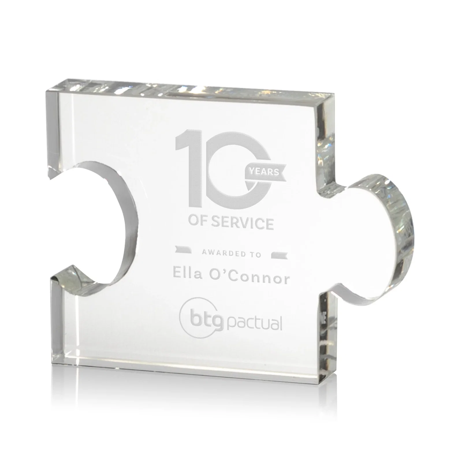 Custom Optical Crystal Puzzle-Piece Chain Award in Three Colors, awards for corporate award ceremonies