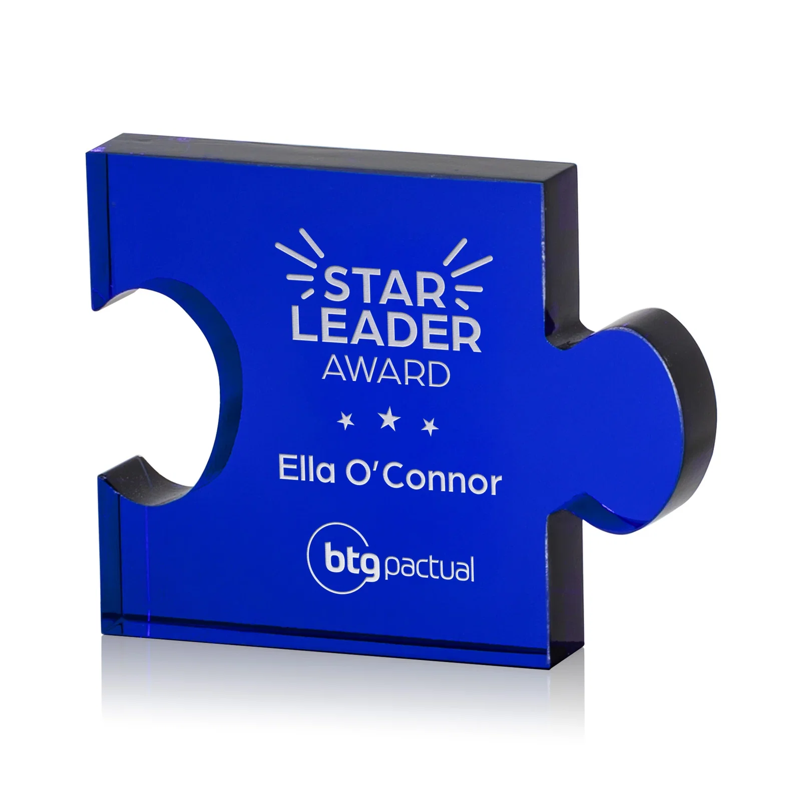 Custom Optical Crystal Puzzle-Piece Chain Award in Three Colors, awards for service anniversary gifts