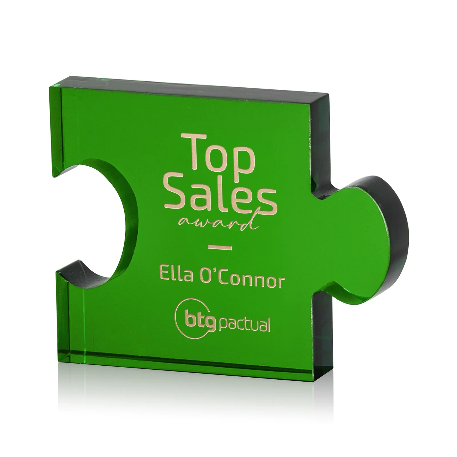 Custom Optical Crystal Puzzle-Piece Chain Award in Three Colors, awards for sales achievement awards