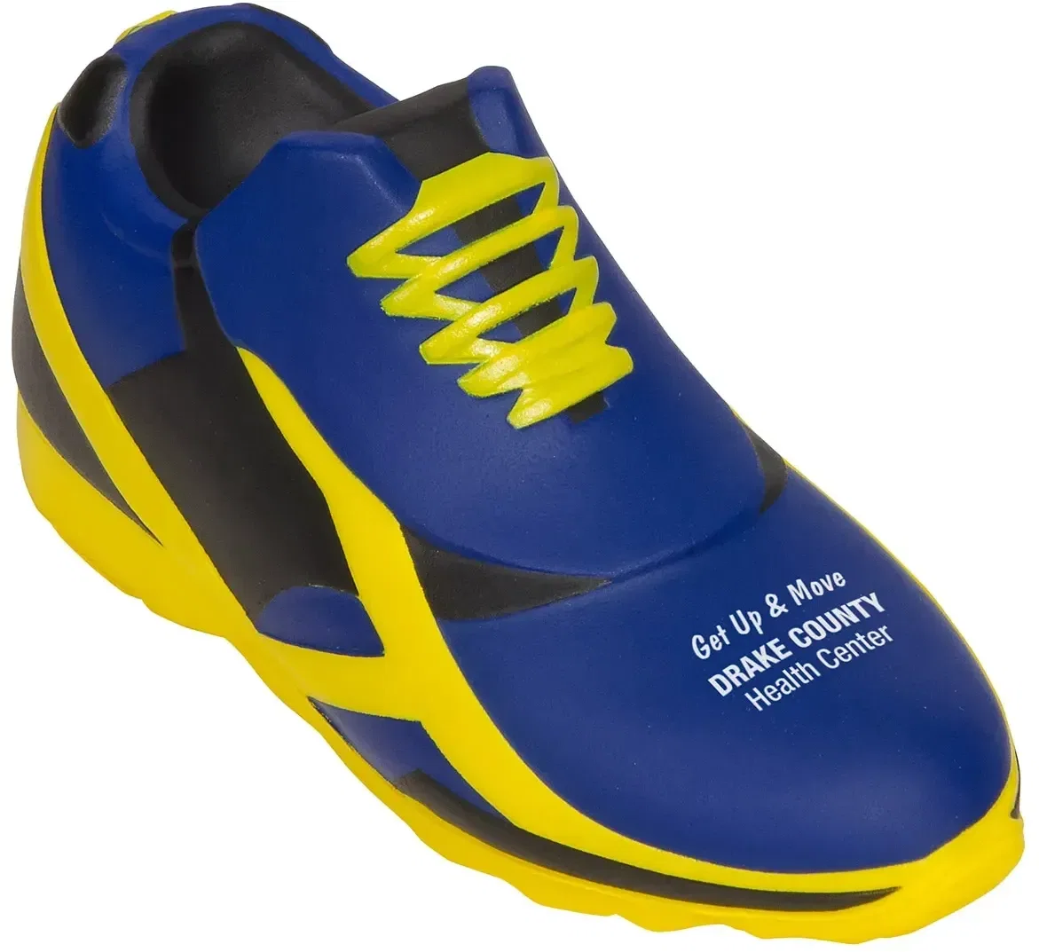 Custom Running Shoe Stress Reliever, promotional foam squeeze toy shaped like a running shoe for branded logo gifts