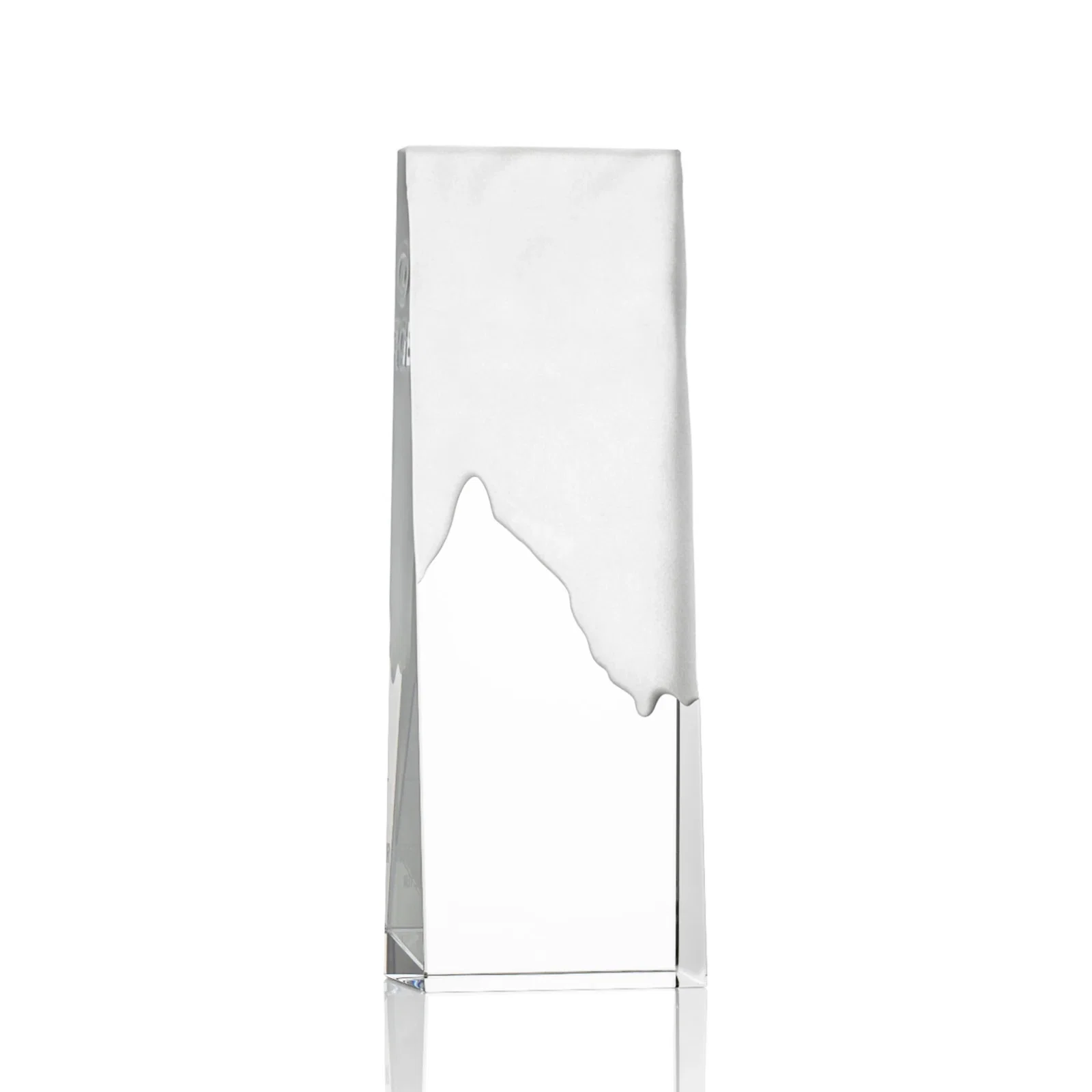 Custom Optical Crystal Mountain Peak Award with Reverse-Frosted Back, awards for retirement presentations