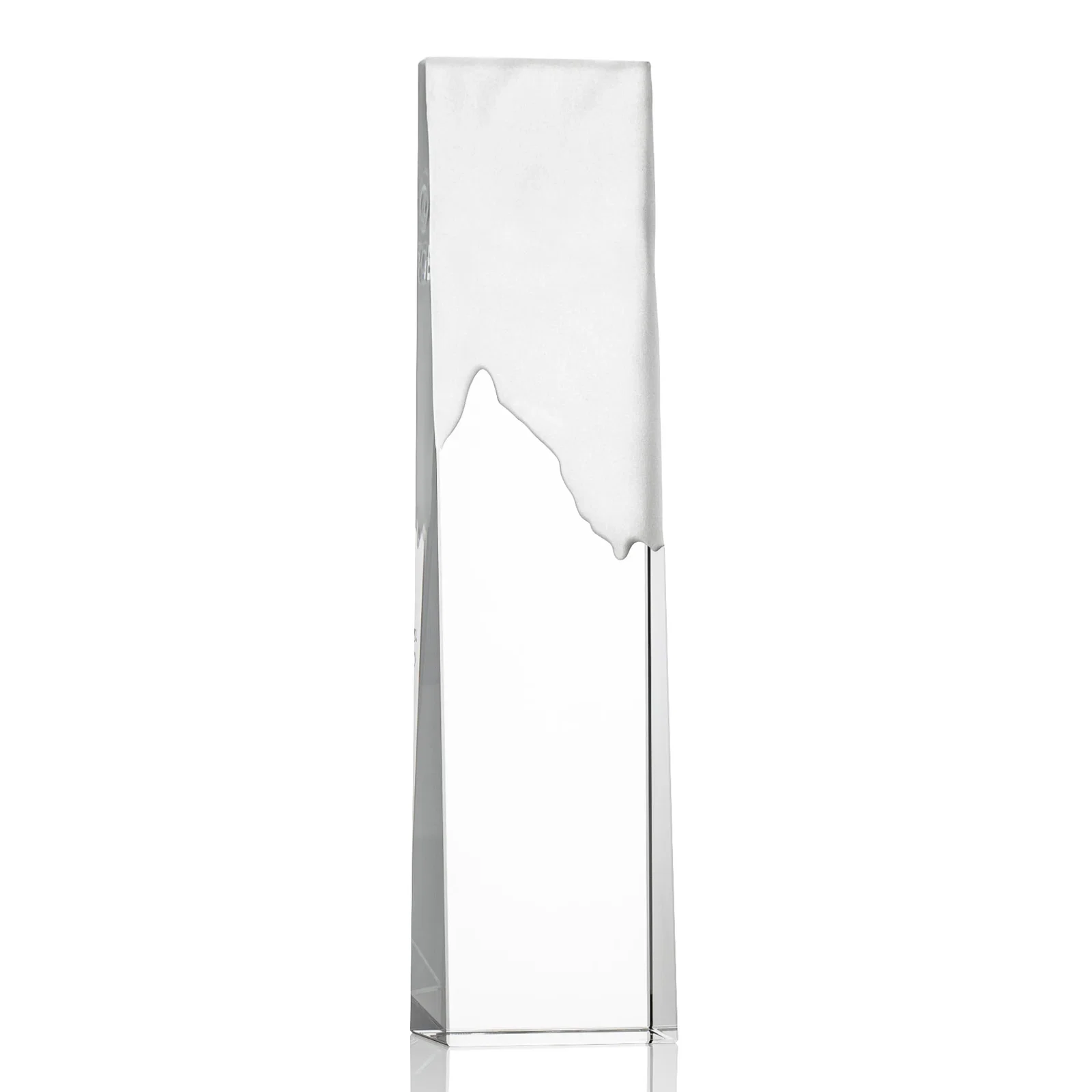 Custom Optical Crystal Mountain Peak Award with Reverse-Frosted Back, awards for donor appreciation