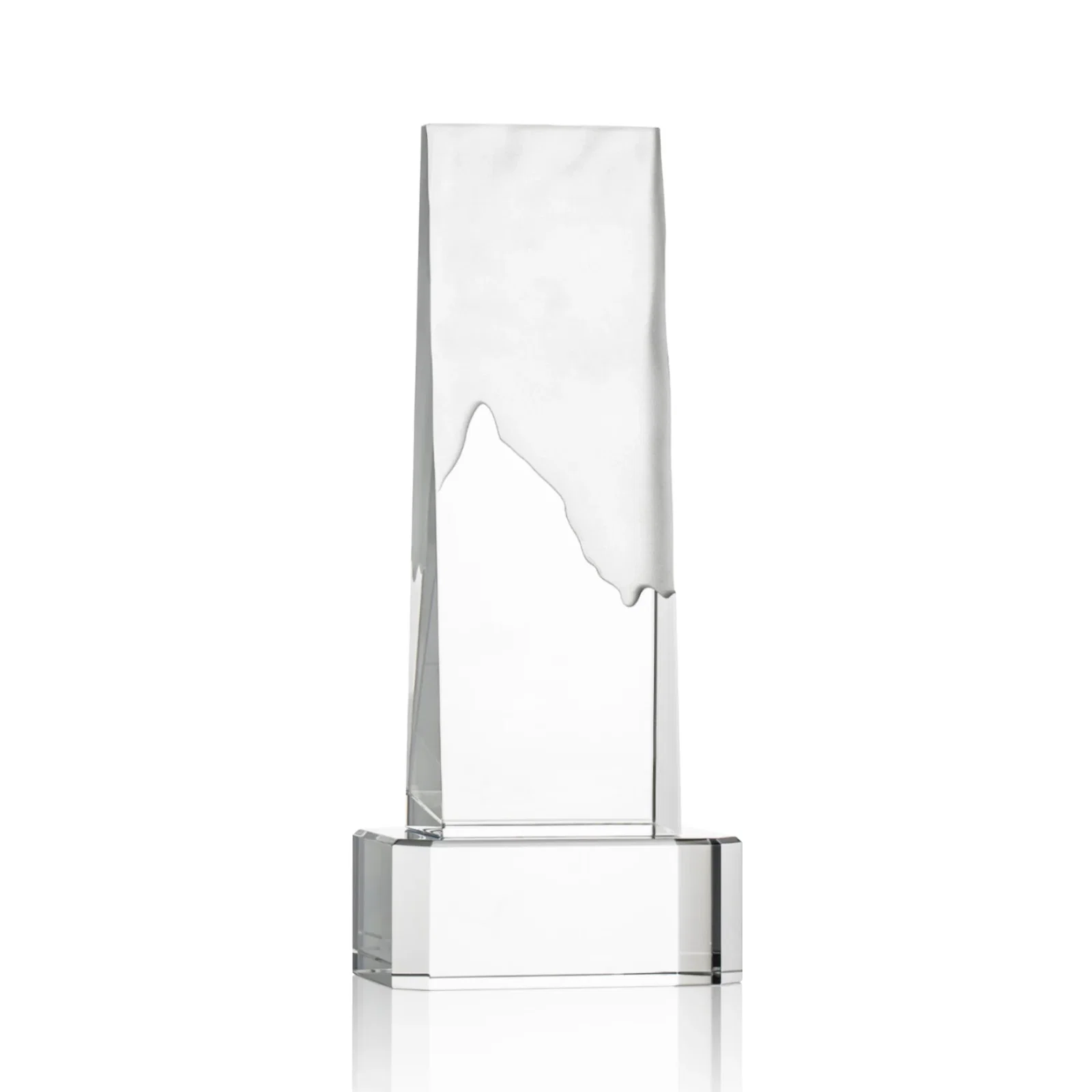 Personalized Optical Crystal Monolith Award with Hand-Carved Mountainscape, awards for retirement presentations